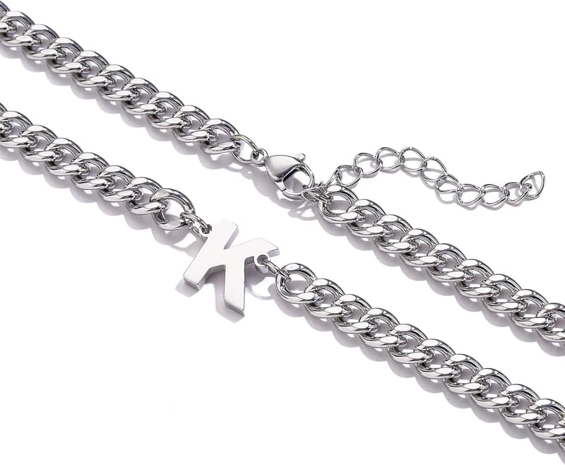 Graduation Gift: Men's Initial Cuban Link Chain Necklace