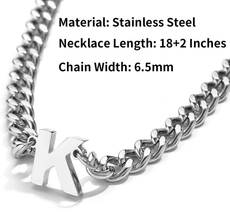 Graduation Gift: Men's Initial Cuban Link Chain Necklace