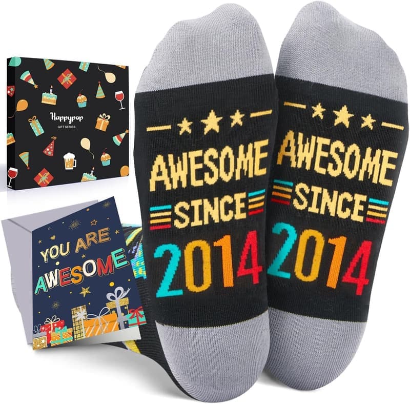 Birthday Gift Socks for Kids (Ages 9-10) with Greeting Card