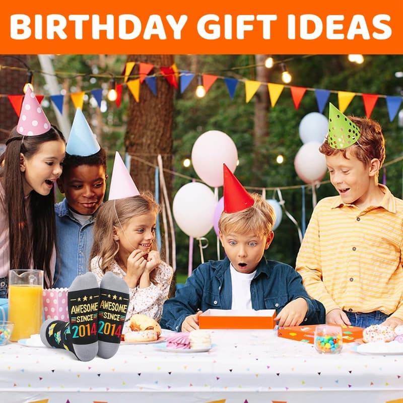Birthday Gift Socks for Kids (Ages 9-10) with Greeting Card