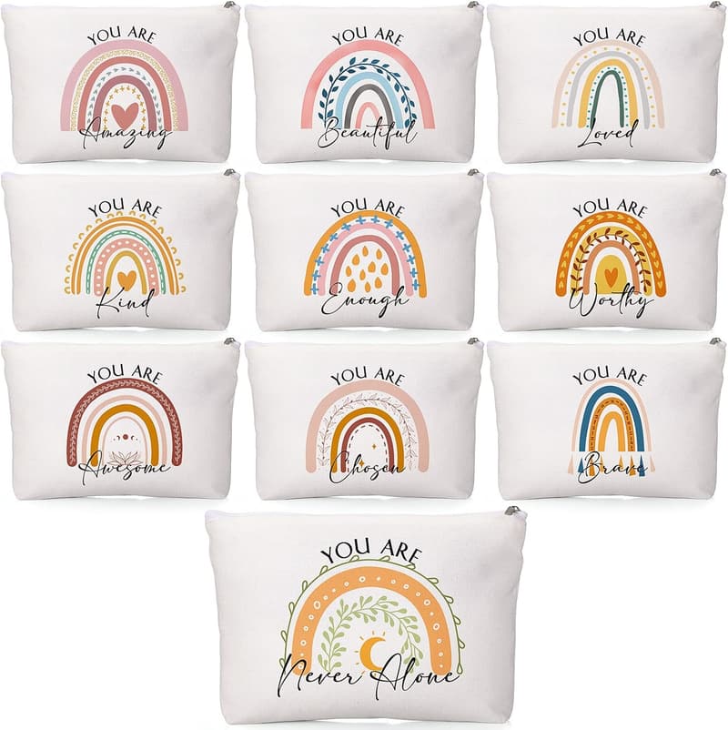Personalized Inspirational Travel Makeup Bags - Set of 10 for Women