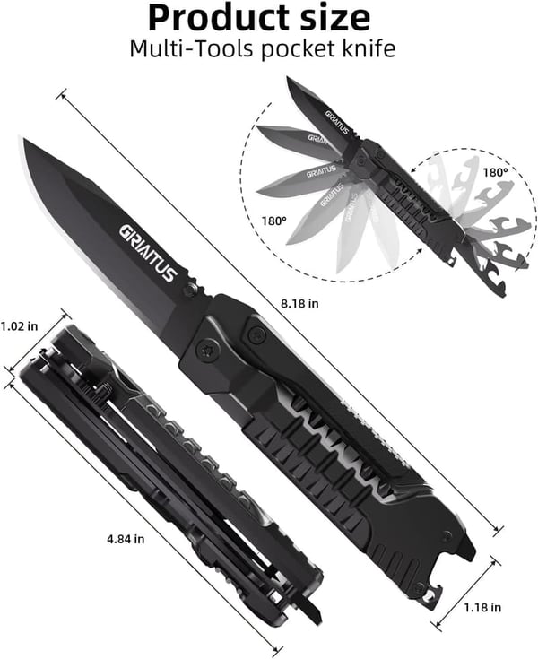 17-in-1 Multitool Knife for Camping & Survival - Great Gift for Dad