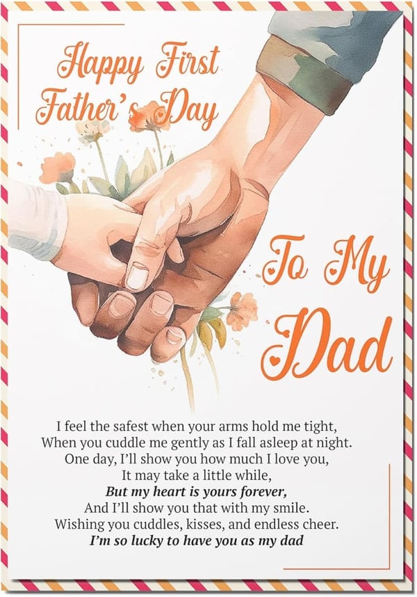 First Father's Day Greeting Card with Seal & Envelope