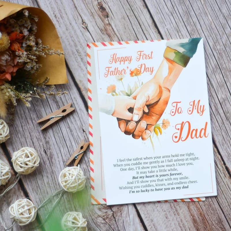 First Father's Day Greeting Card with Seal & Envelope