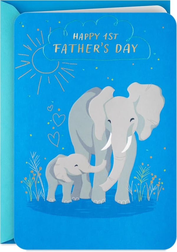1st Father's Day Card for Son or Friend (Elephants Design)