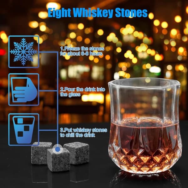 Whiskey Glasses Set with Chilling Rocks for Men