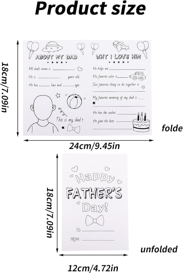 Father's Day DIY Card with Envelope - Fill-in-the-Blank Design