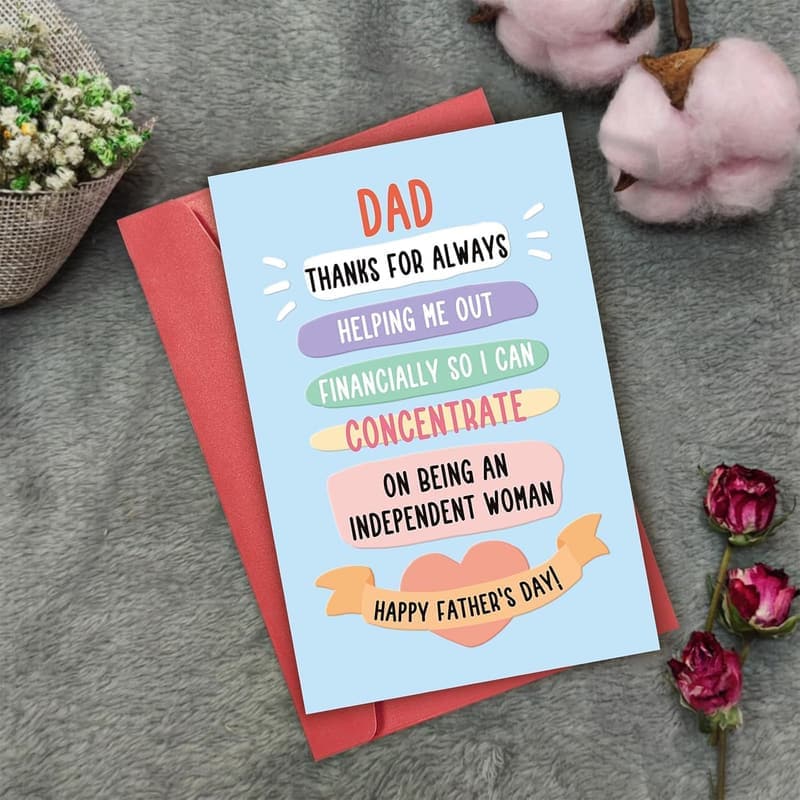 Father's Day Poem Card for Dad - Thank You for Your Support