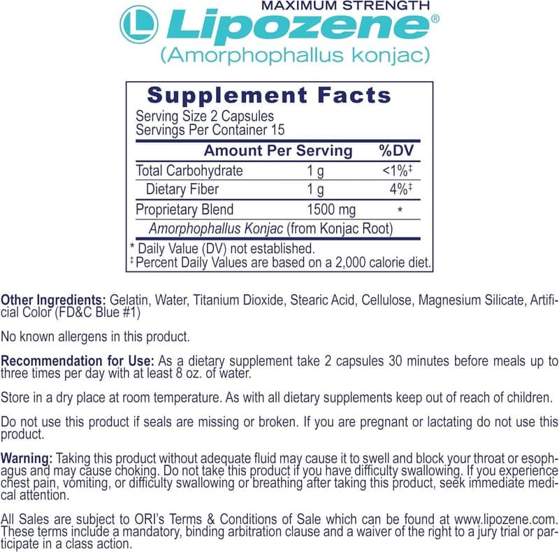 Lipozene Appetite Suppressant Diet Pills - 270 Total Capsules