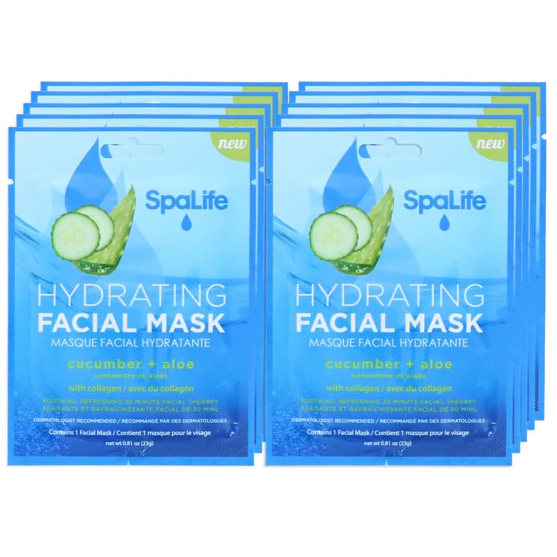 Korean Cucumber & Aloe Facial Masks - 10 Pack, Hydrating & Soothing