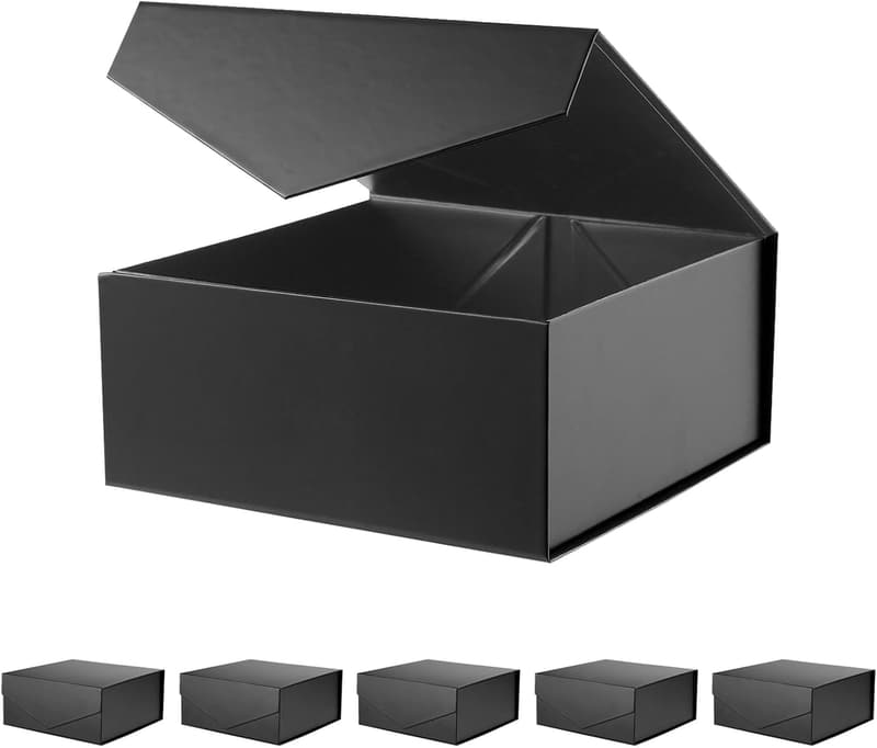 Groomsman Gift Boxes - Set of 6, Matte Black, Magnetic Lids