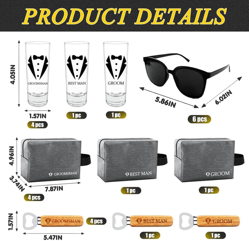 Groomsmen Proposal Gift Set - 36pcs with Shot Glasses & Accessories