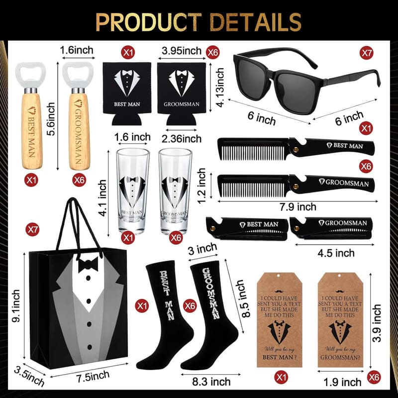 Groomsmen Proposal Gift Set - 56 Pcs with Personalized Accessories