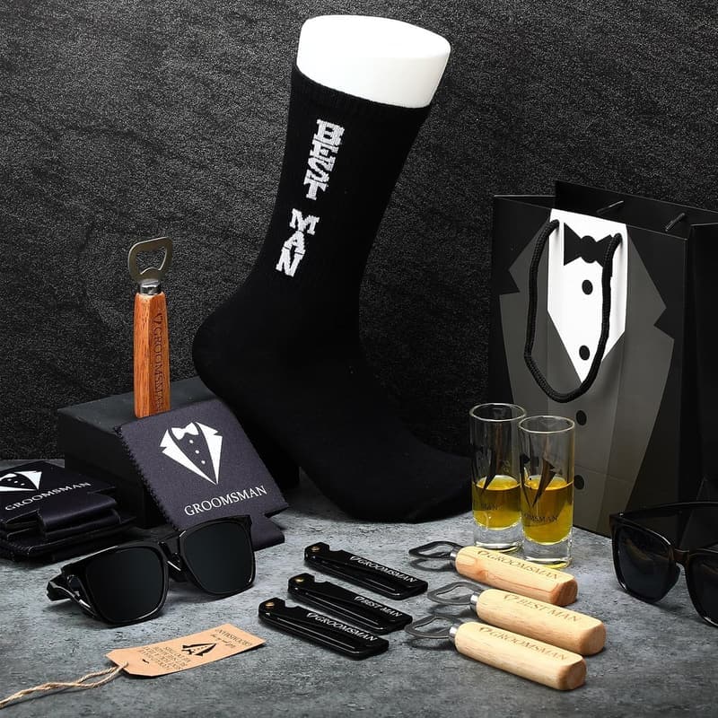 Groomsmen Proposal Gift Set - 56 Pcs with Personalized Accessories