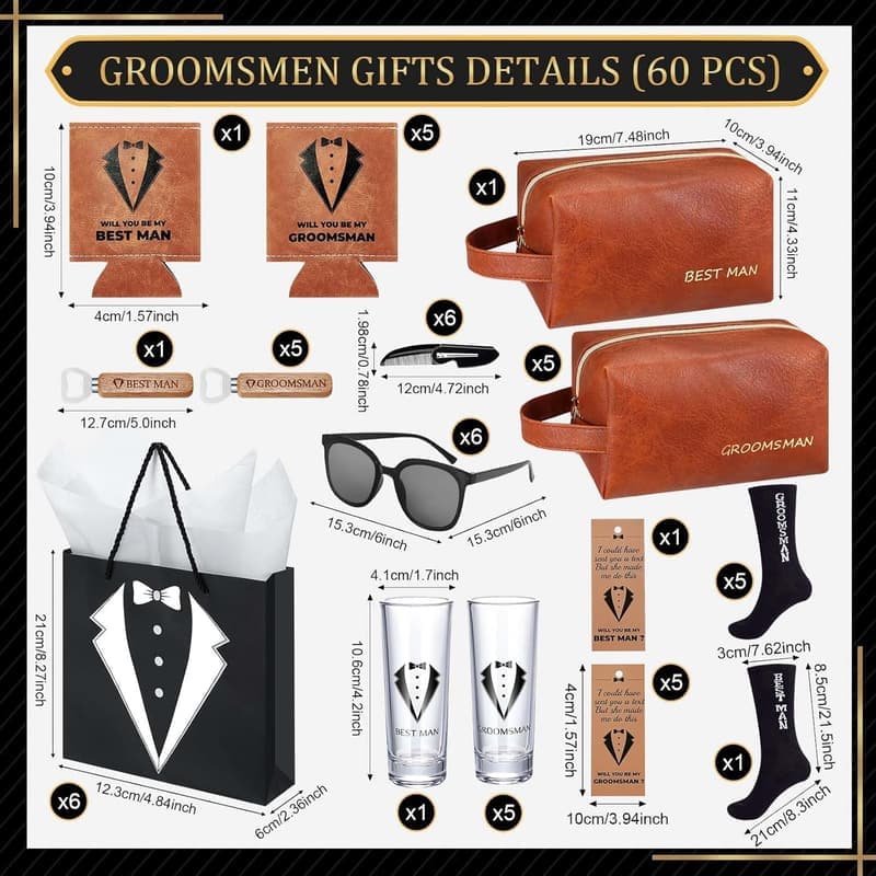 Groomsmen Proposal Box Set with Shot Glasses and Accessories