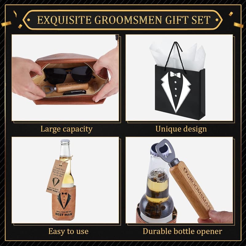 Groomsmen Proposal Box Set with Shot Glasses and Accessories