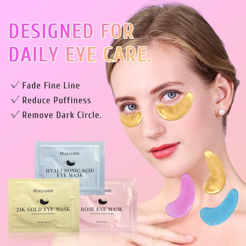 Gold & Hyaluronic Acid Eye Patches for Puffiness - 30 Pairs