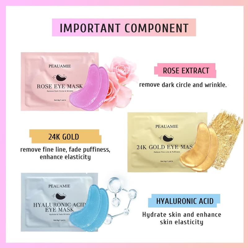 Gold & Hyaluronic Acid Eye Patches for Puffiness - 30 Pairs