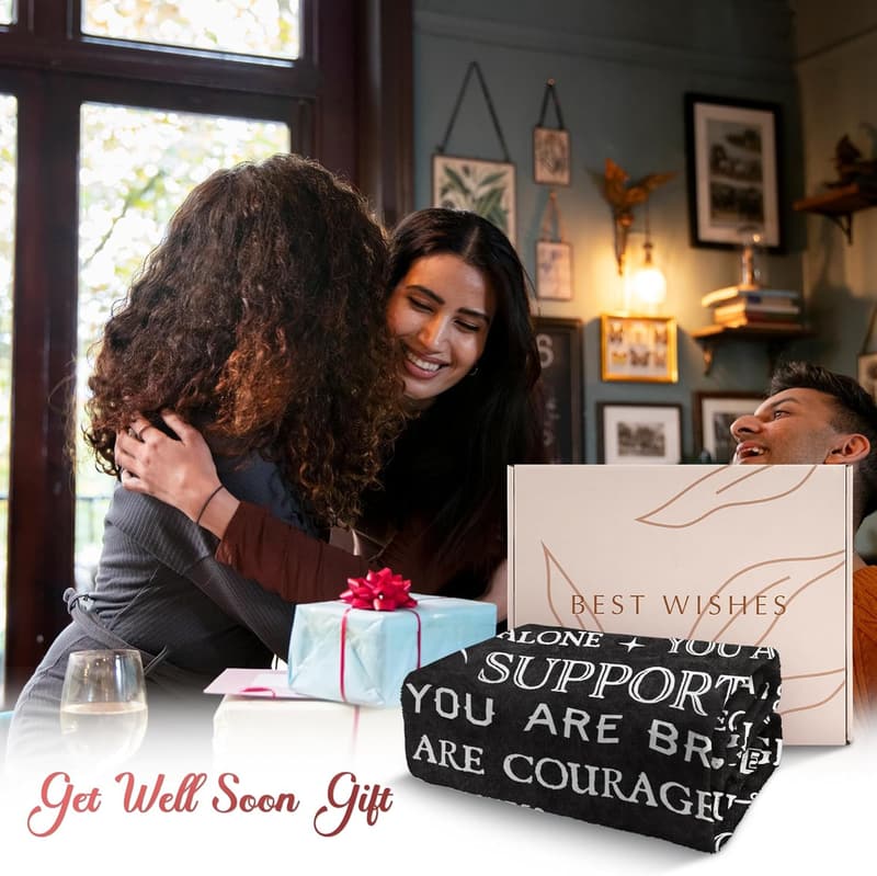 Get Well Soon Inspirational Blanket Gift for Men & Women