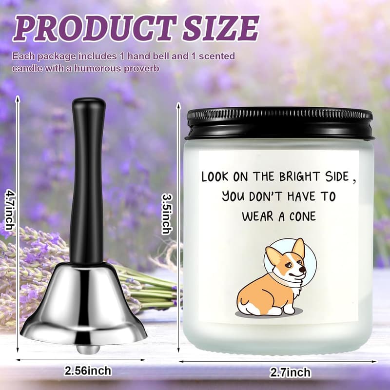Get Well Gift Set: Funny Bell & Lavender Candle for Recovery