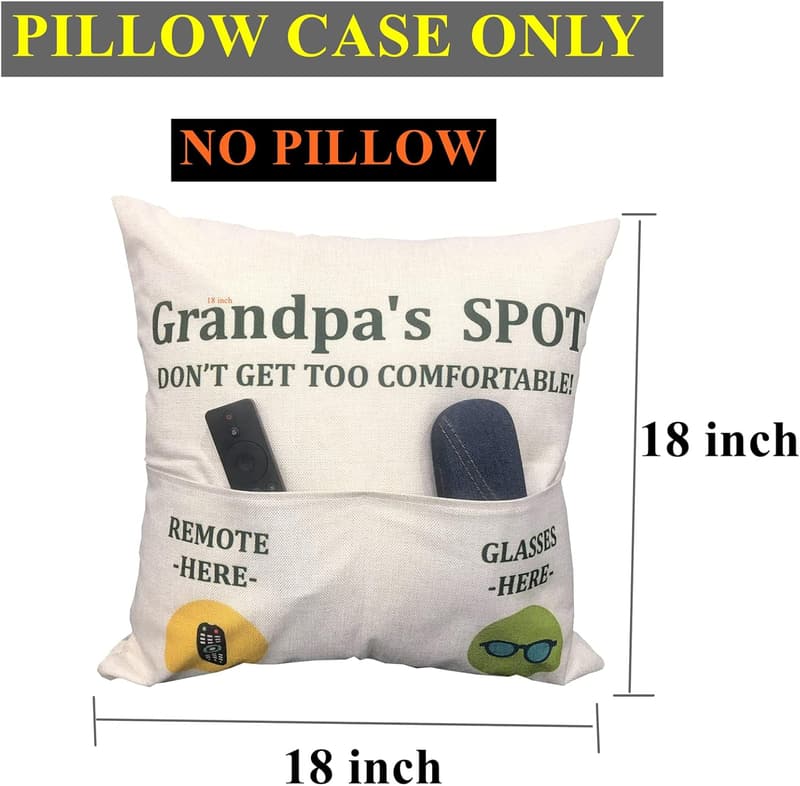 Grandpa Gifts: Engraved Spoon & 2-Pocket Throw Pillow Cover