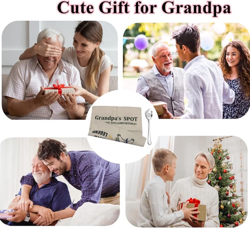 Grandpa Gifts: Engraved Spoon & 2-Pocket Throw Pillow Cover