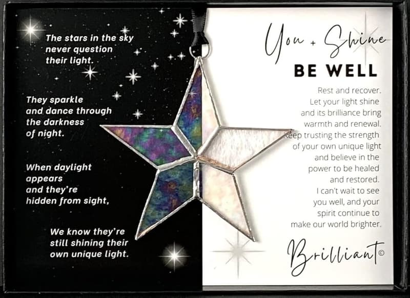 Get Well Soon Handmade Iridescent Stained Glass Star