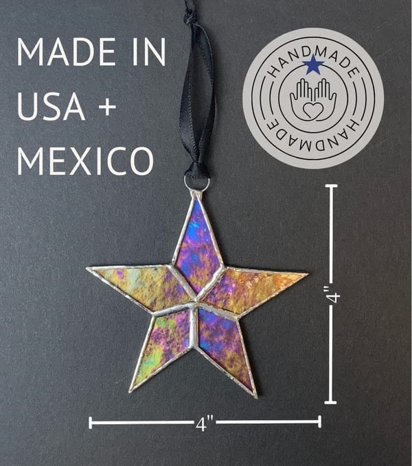 Get Well Soon Handmade Iridescent Stained Glass Star