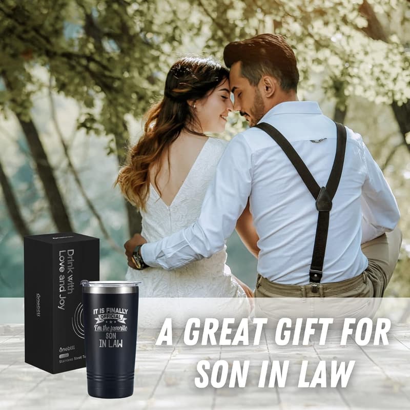 Engagement Gift: Stainless Steel Travel Coffee Mug for Son-in-Law