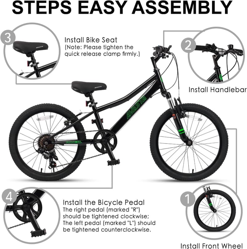Kids' 20'' Mountain Bike with Suspension & 6 Speeds