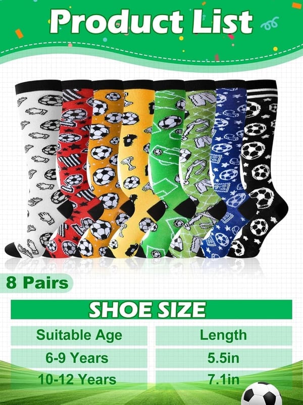 Youth Soccer Team Gift: 8 Pairs Knee High Athletic Socks