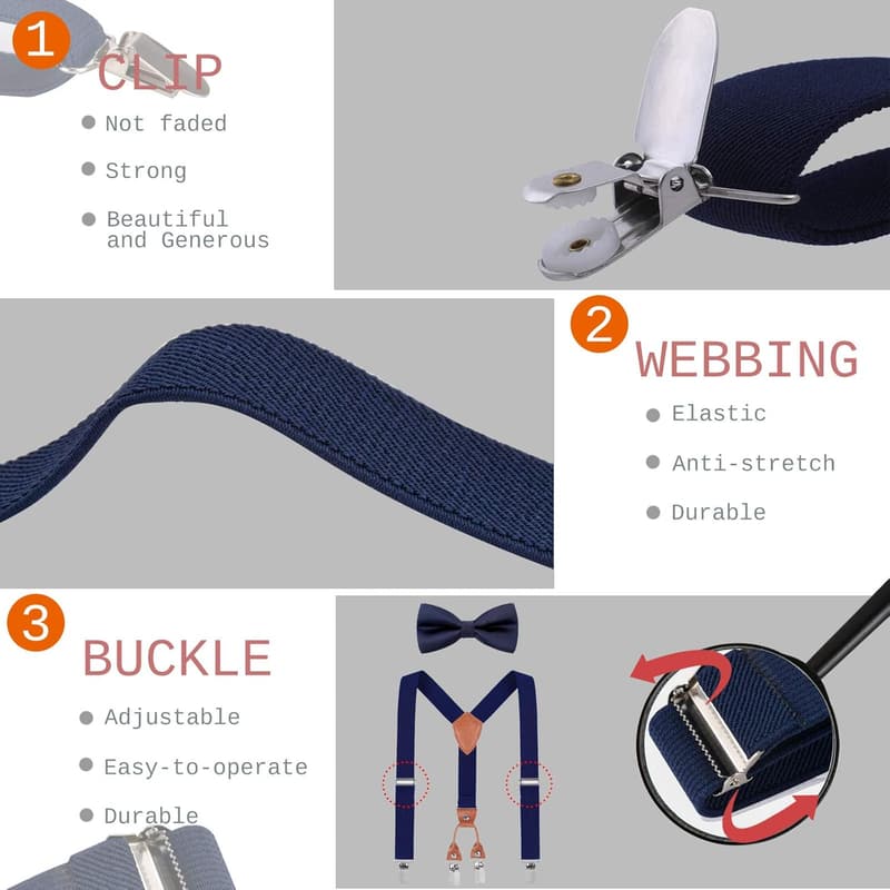 Kids' Toddler Suspenders & Bowtie Set for Birthday Photography
