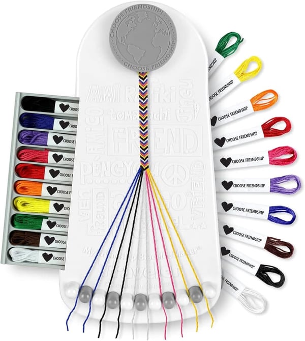 Friendship Bracelet Maker Craft Kit for Kids - 20 Neutral Threads