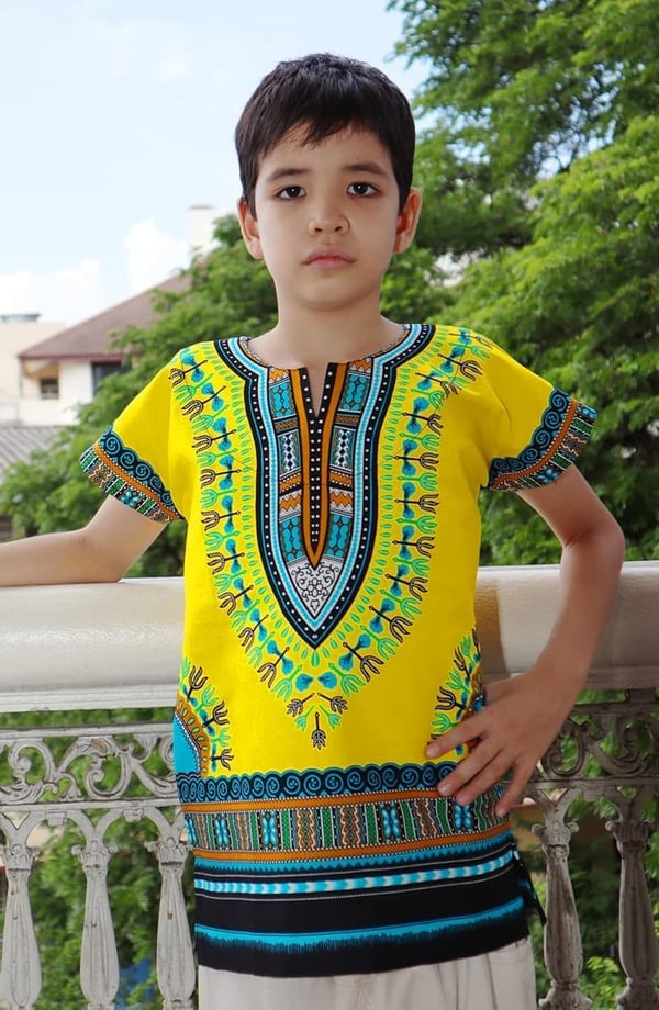 Bright Africa Classic Dashiki Cotton Shirt for Kids