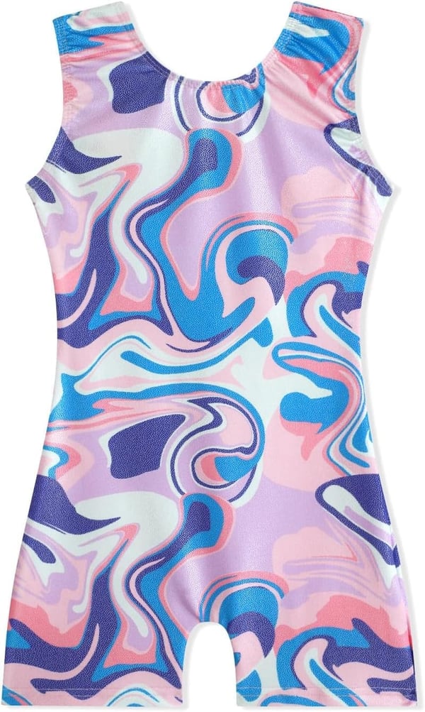 Girls' Gymnastics Leotard - Rainbow Mosaic & Galaxy Designs