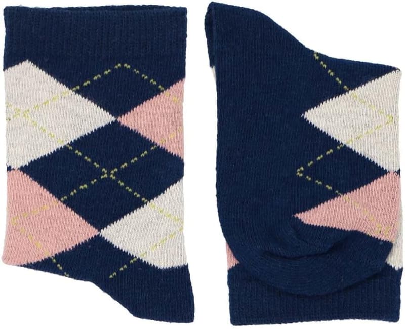 Children's Navy Blue & Blush Pink Argyle Socks