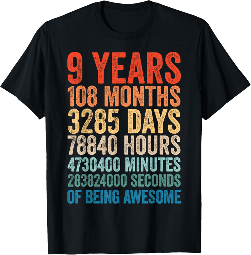 9th Birthday T-Shirt for Kids, Boys & Girls