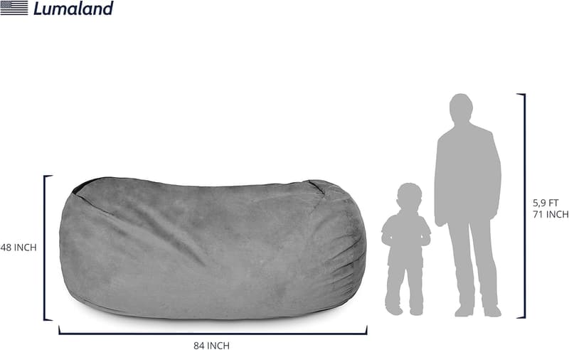 Luxurious 7ft Microsuede Bean Bag Chair for Kids & Adults