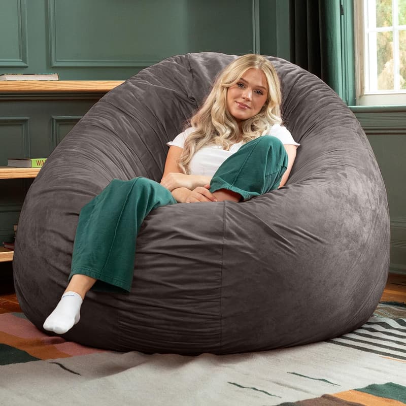 Charcoal 2-in-1 Convertible Bean Bag Bed & Chair for Adults
