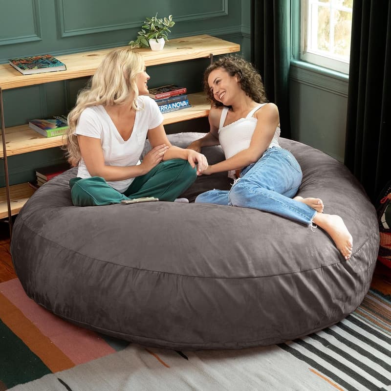 Charcoal 2-in-1 Convertible Bean Bag Bed & Chair for Adults