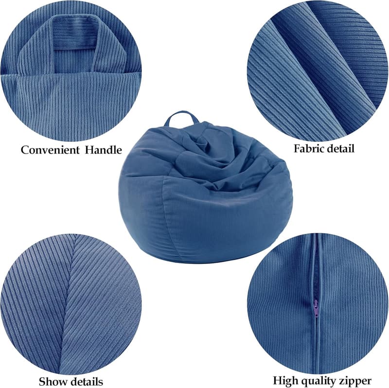 Corduroy Stuffed Animal Storage Bean Bag Chair Cover