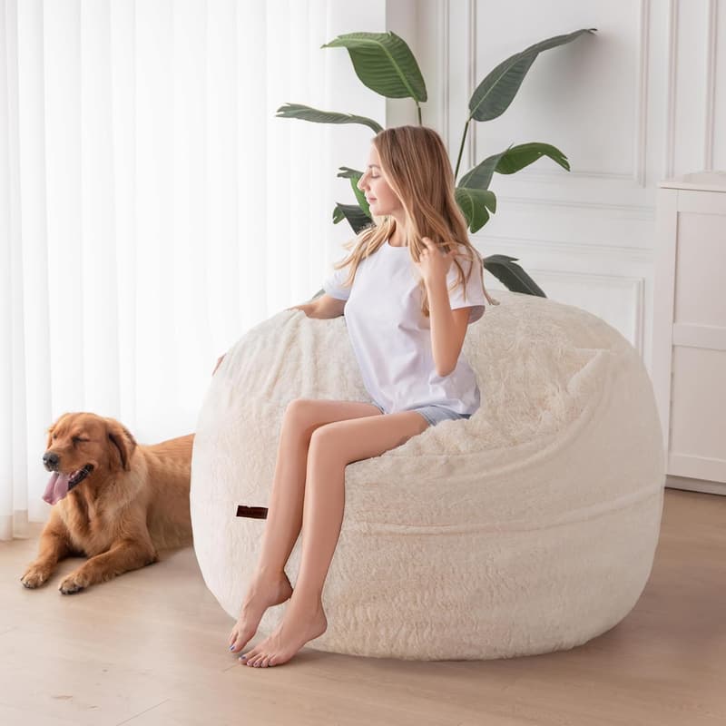 Convertible Giant Bean Bag Chair Bed with High-Density Foam