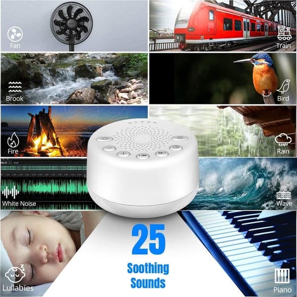 White Noise Sound Machine with 25 Soothing Sounds & Night Light