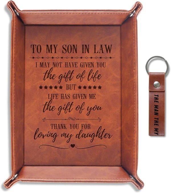 Son-in-Law Birthday Gift: PU Leather Valet Tray Organizer