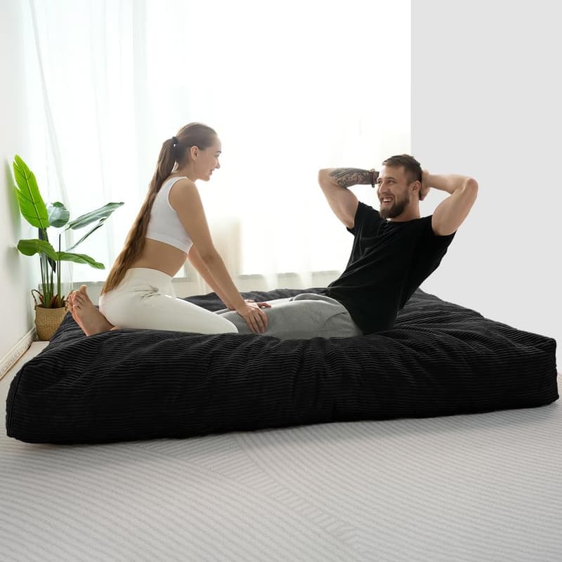 Convertible Giant Bean Bag Chair Bed for Adults - High-Density Foam