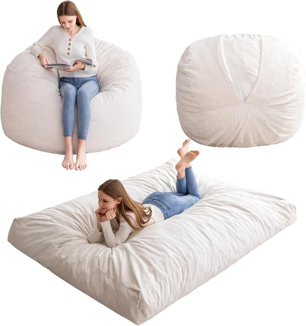 Giant Convertible Bean Bag Chair Bed for Adults & Families