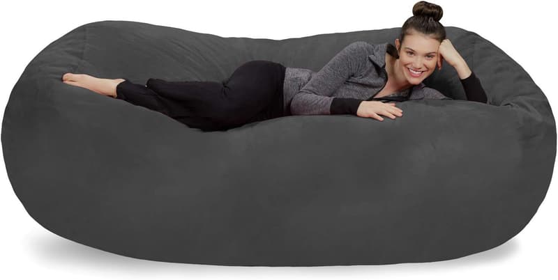 Charcoal XL Memory Foam Bean Bag Lounger for Kids & Adults