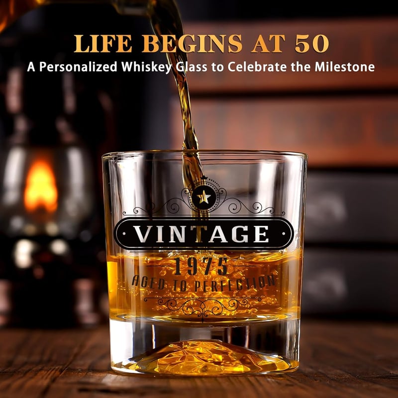 50th Birthday Vintage Whiskey Glass Set for Men