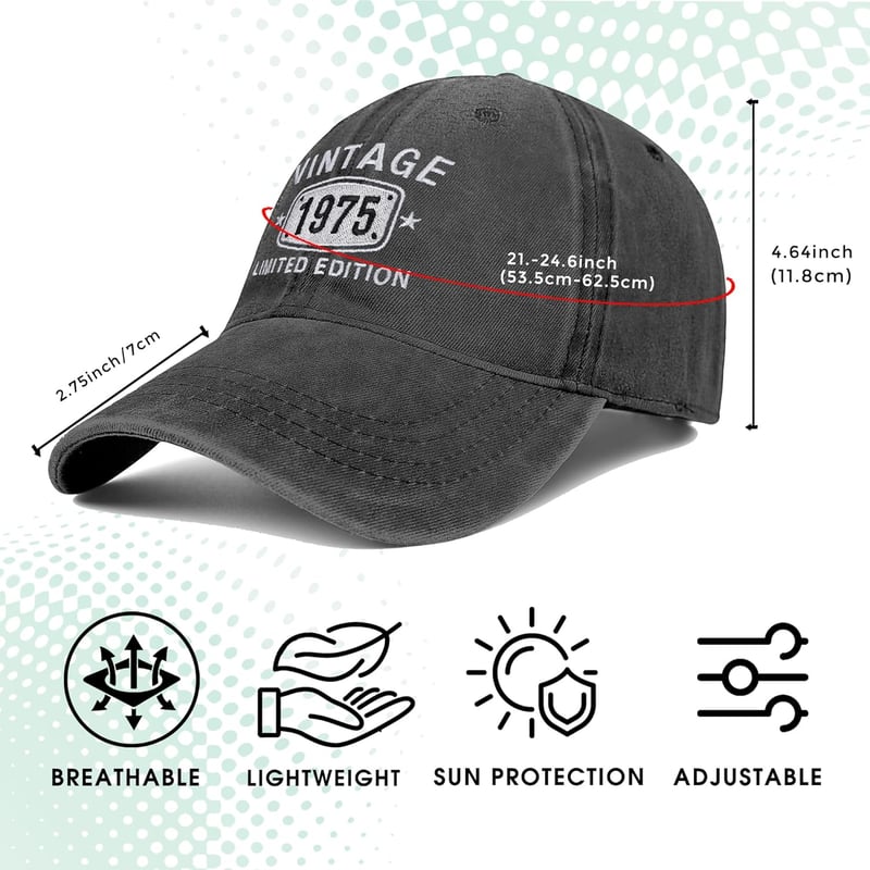 1975 Vintage Baseball Cap - 50th Birthday Gift for All