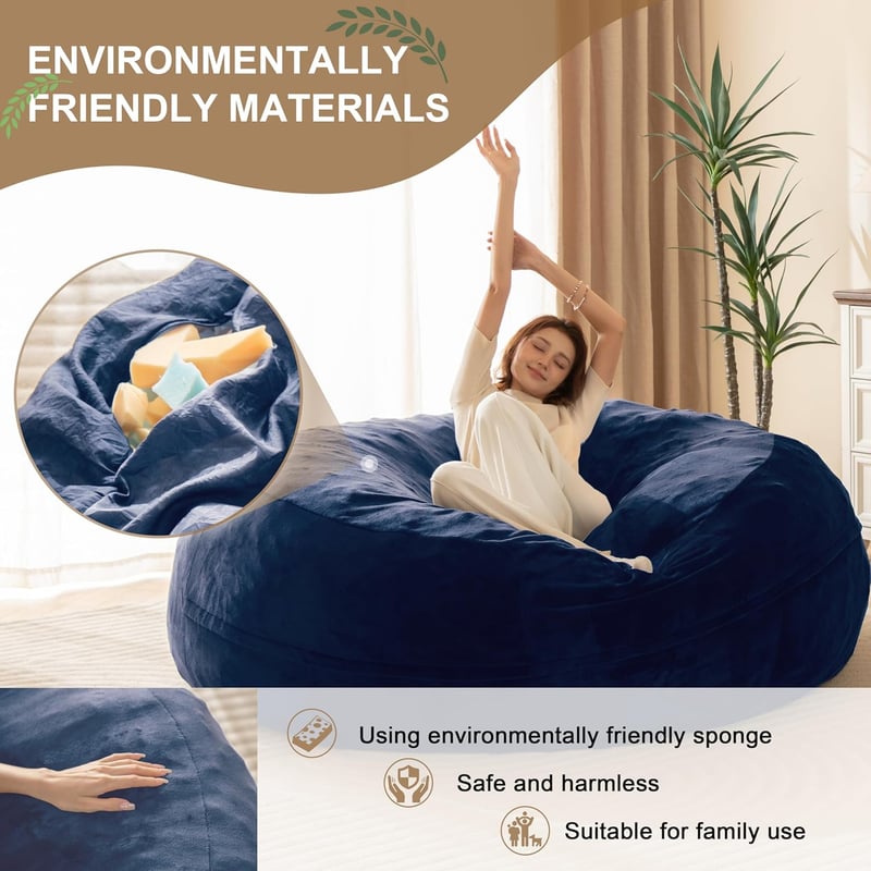Oversized 5FT Memory Foam Bean Bag Chair for Adults